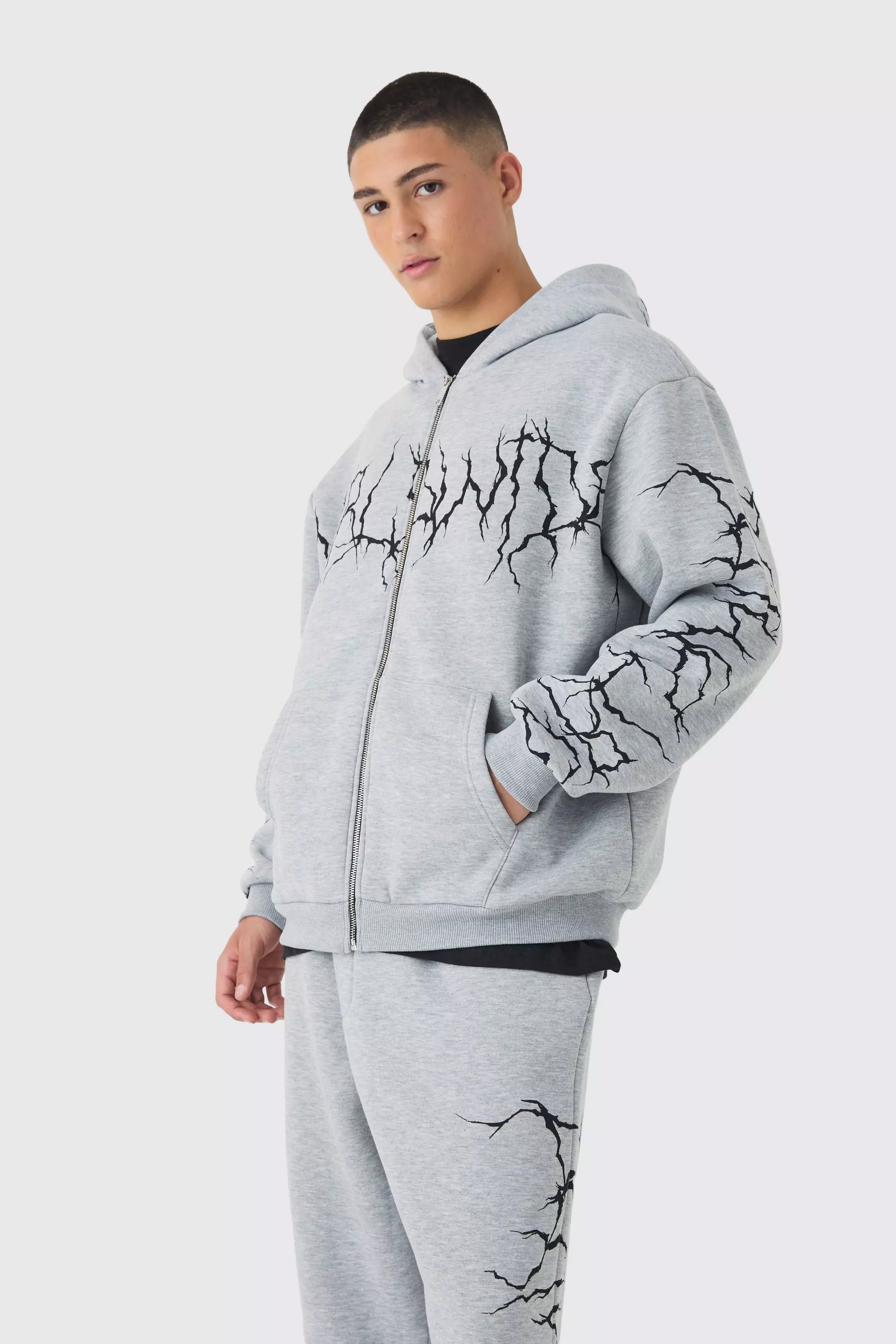 Boohooman grey fashion tracksuit